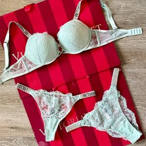 Victoria's Secret Bombshell Very Sexy Shine Straps 3 Pc. Set in Mint 36B/L NWT